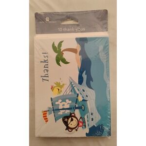 NIP American Greeting Monkey Pirate Blank Thank You Cards‎ 10pk